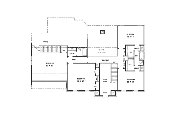 Floor Plan - Upper Floor for Traditional House Plan #81-315 - 4 bed, 3.5 bath