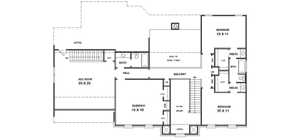 Traditional Floor Plan - Upper Floor Plan #81-315