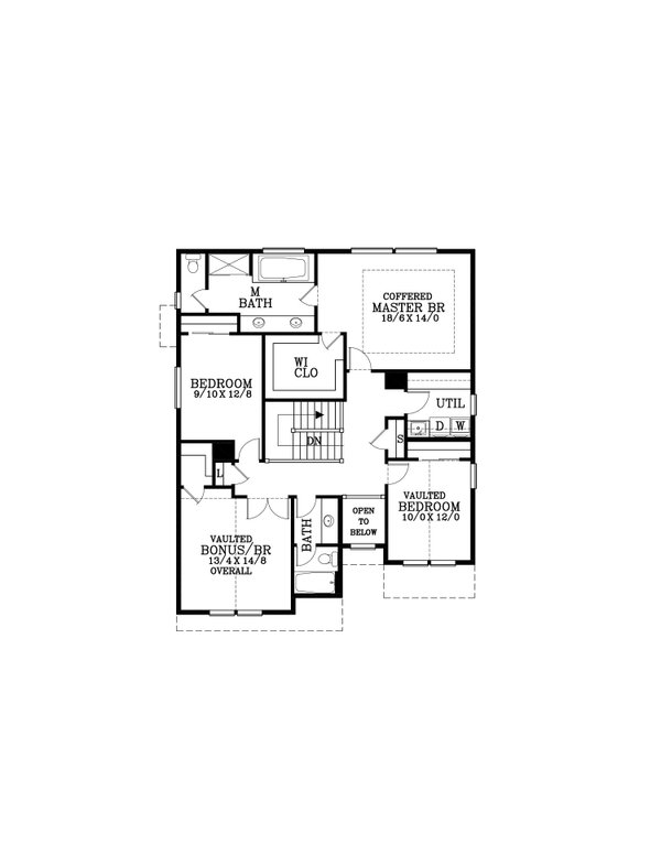 Craftsman Floor Plan - Upper Floor Plan #53-674