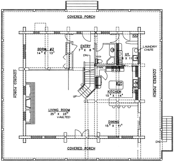 Home Plan - Log Floor Plan - Main Floor Plan #117-111