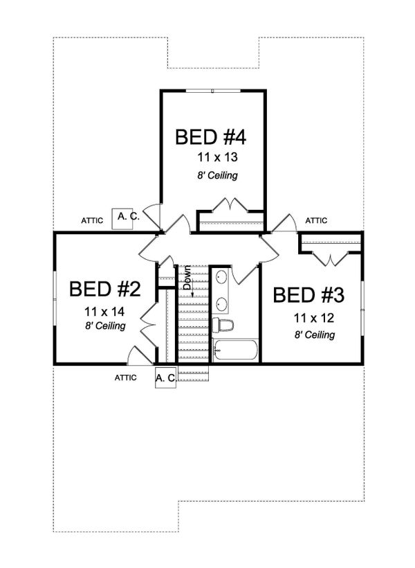Craftsman Floor Plan - Upper Floor Plan #513-2169