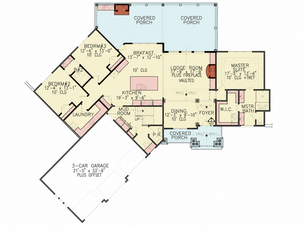 Architectural House Design - Floor Plan - Main Floor for Traditional House Plan #54-724 - 3 bed, 2 bath