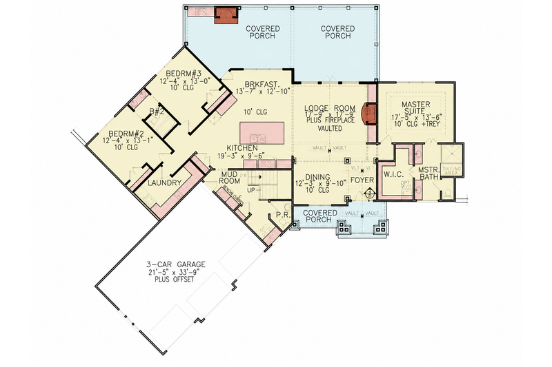 Architectural House Design - Floor Plan - Main Floor for Traditional House Plan #54-724 - 3 bed, 2 bath