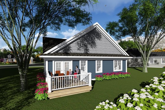 Exterior - Rear Elevation for Ranch House Plan #70-1258 - 3 bed, 1 bath