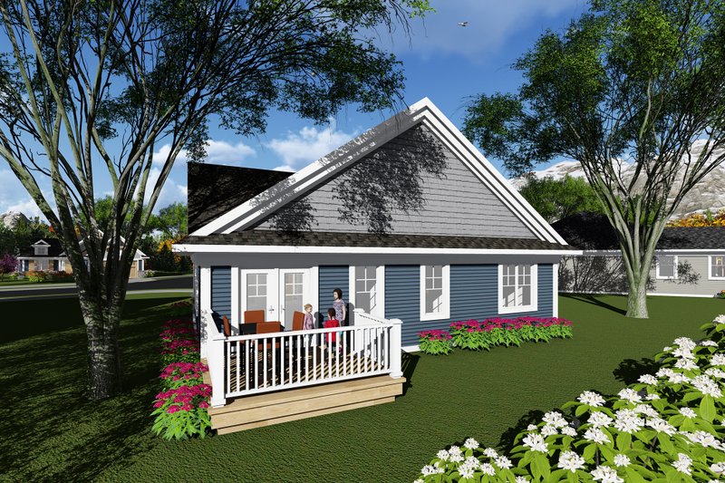 House Plan Design - Exterior - Rear Elevation for Ranch House Plan #70-1258 - 3 bed, 1 bath