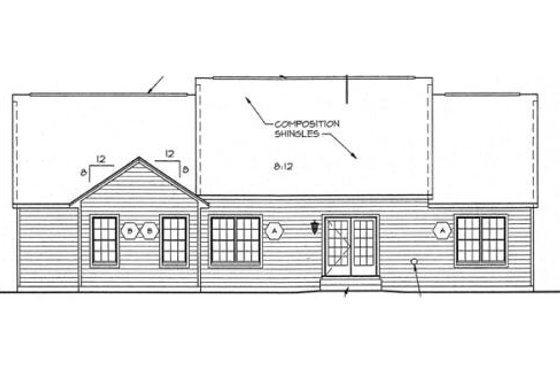Exterior - Rear Elevation for Traditional House Plan #312-569 - 3 bed, 2 bath