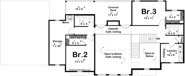 Home Plan - Floor Plan - Upper Floor for Cottage House Plan #455-806 - 3 bed, 4 bath