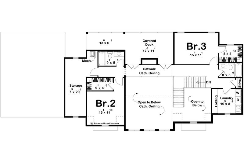 Home Plan - Floor Plan - Upper Floor for Cottage House Plan #455-806 - 3 bed, 4 bath