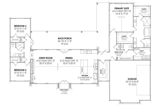 Floor Plan - Main Floor for Modern House Plan #1096-94 - 3 bed, 2.5 bath