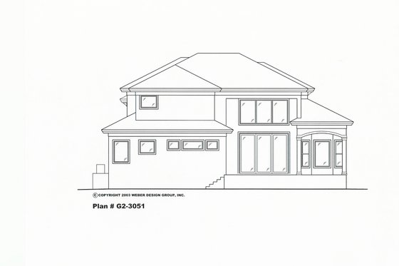 Exterior - Rear Elevation for Mediterranean House Plan #27-292 - 4 bed, 3.5 bath