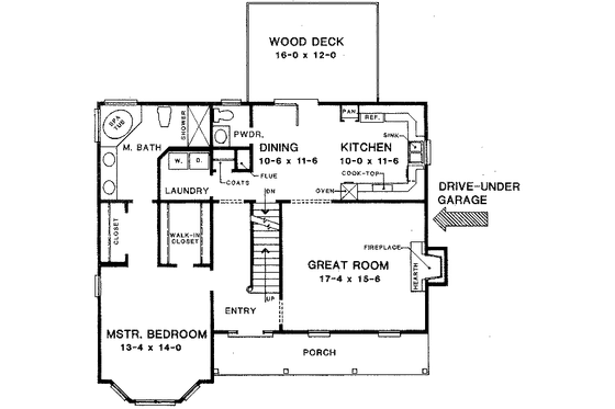 Floor Plan - Main Floor for Farmhouse House Plan #10-217 - 3 bed, 2.5 bath