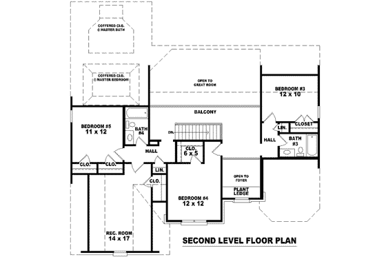 Floor Plan - Upper Floor for European House Plan #81-961 - 5 bed, 4 bath