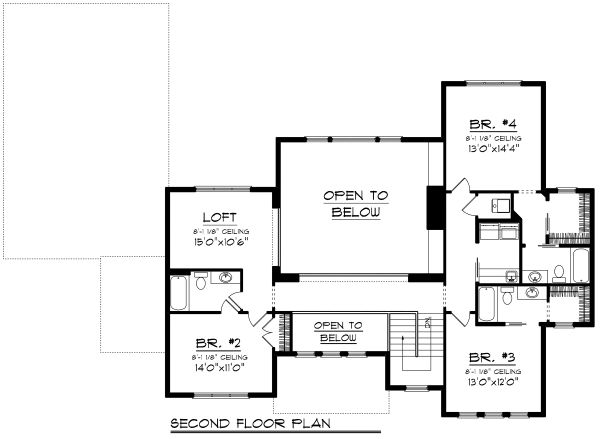 House Design - Traditional Floor Plan - Upper Floor Plan #70-1184