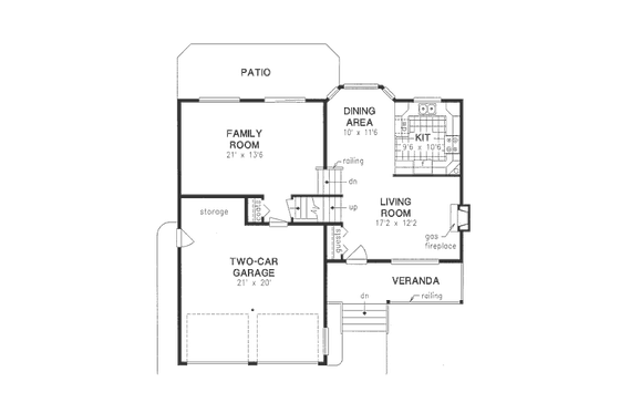 Floor Plan - Main Floor for Traditional House Plan #18-9506 - 3 bed, 2 bath