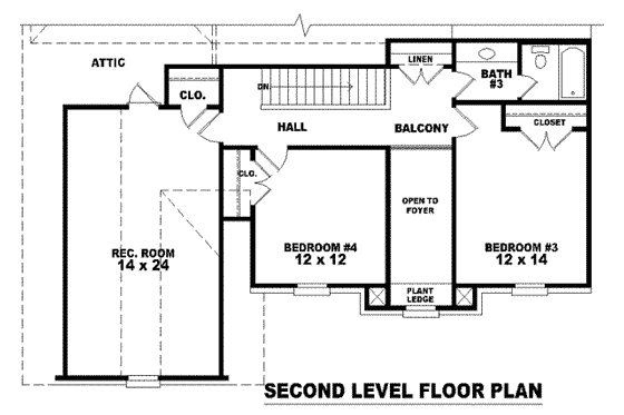 Floor Plan - Upper Floor for European House Plan #81-974 - 3 bed, 3 bath