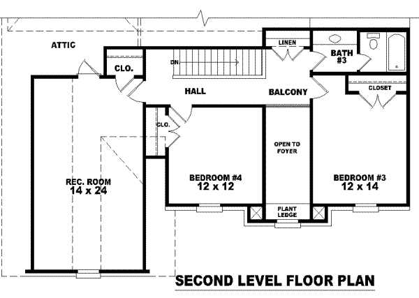 Floor Plan - Upper Floor for European House Plan #81-974 - 3 bed, 3 bath
