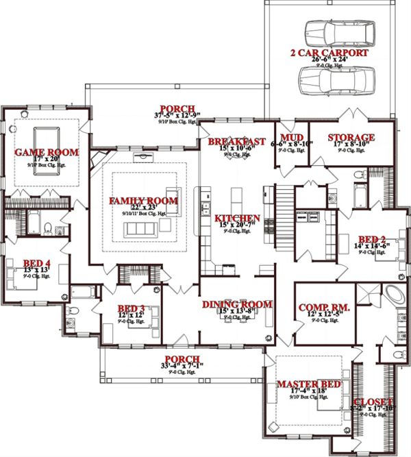 Traditional Floor Plan - Main Floor Plan #63-268
