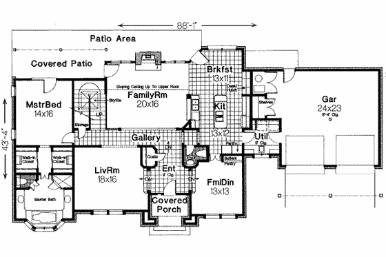 Floor Plan - Main Floor for European House Plan #310-189 - 4 bed, 3.5 bath