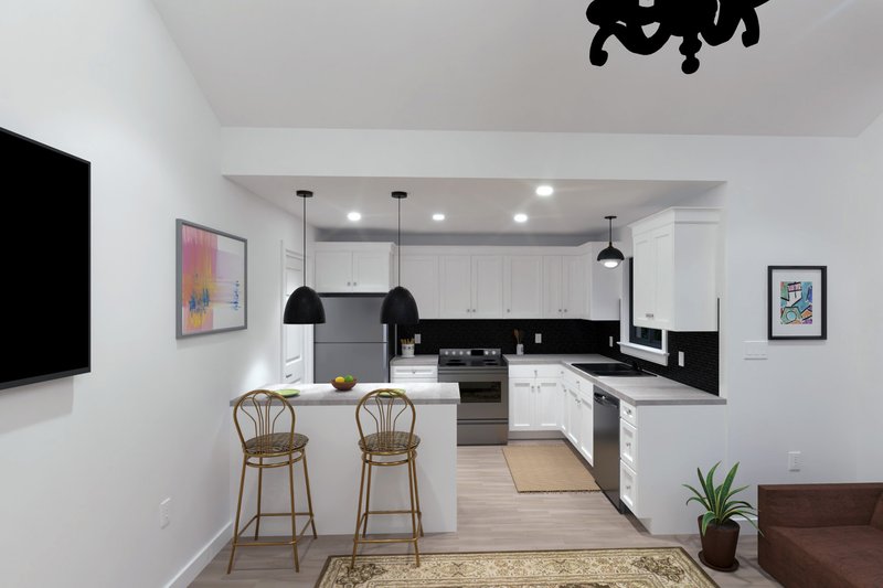 Architectural House Design - Interior - Kitchen for Farmhouse House Plan #1111-19 - 1 bed, 1.5 bath