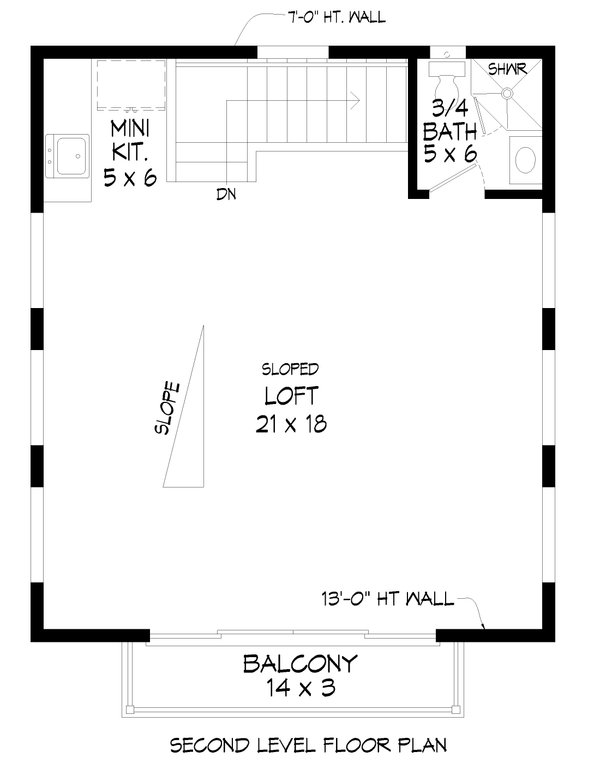 Contemporary Floor Plan - Upper Floor Plan #932-1222