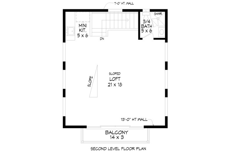House Plan Design - Floor Plan - Upper Floor for Contemporary House Plan #932-1222, 1 bath