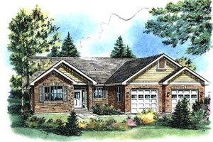 Ranch Exterior - Front Elevation Plan #18-1058