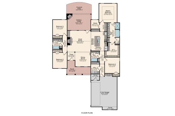Floor Plan - Main Floor for European House Plan #1081-18 - 4 bed, 3 bath