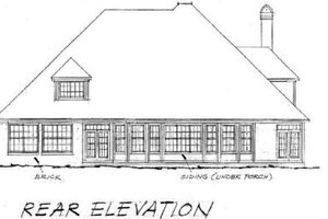 Exterior - Rear Elevation for European House Plan #20-231 - 4 bed, 3.5 bath