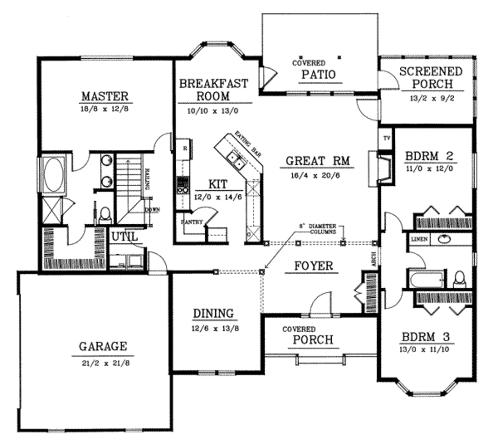 Traditional Style House  Plan  3 Beds 2 Baths 2200 Sq Ft 