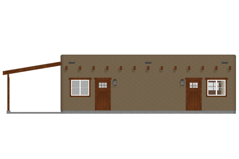 House Blueprint - Exterior - Rear Elevation 1 for Adobe / Southwestern House Plan #126-286, 1 bath