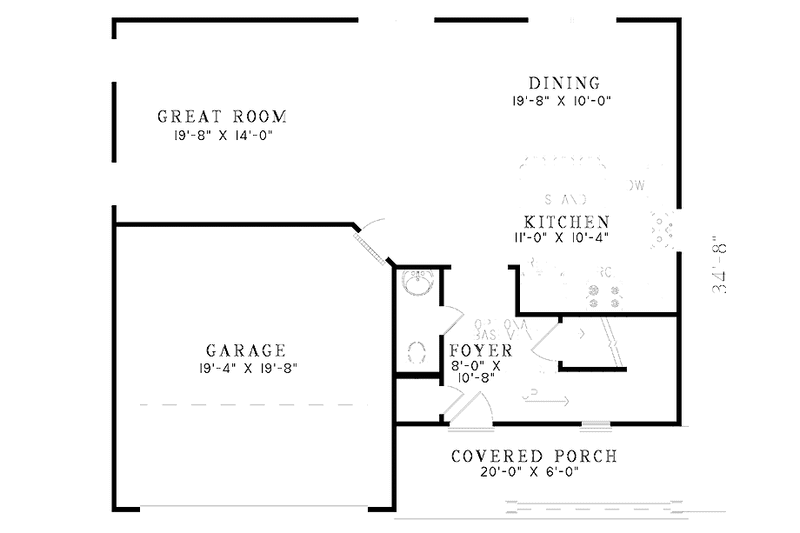 Home Plan - Floor Plan - Main Floor for Country House Plan #17-3191 - 3 bed, 2.5 bath