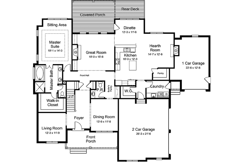Home Plan - Floor Plan - Main Floor for European House Plan #994-34 - 5 bed, 5.5 bath
