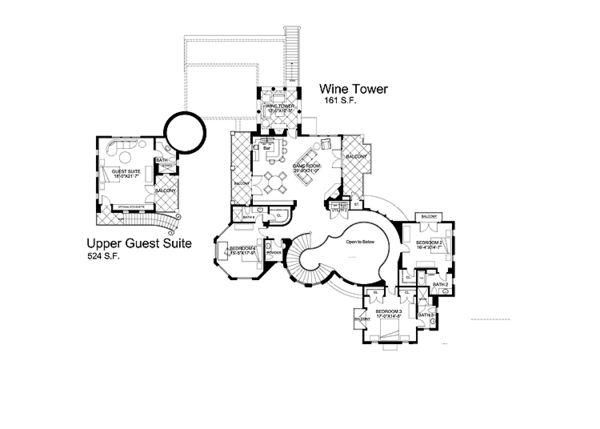 Architectural House Design - Mediterranean Floor Plan - Upper Floor Plan #944-2