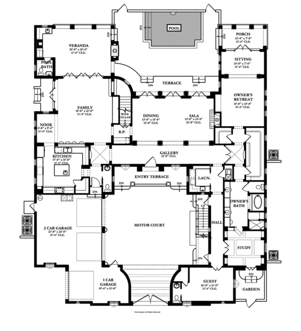 Mediterranean Floor Plan - Main Floor Plan #1058-17