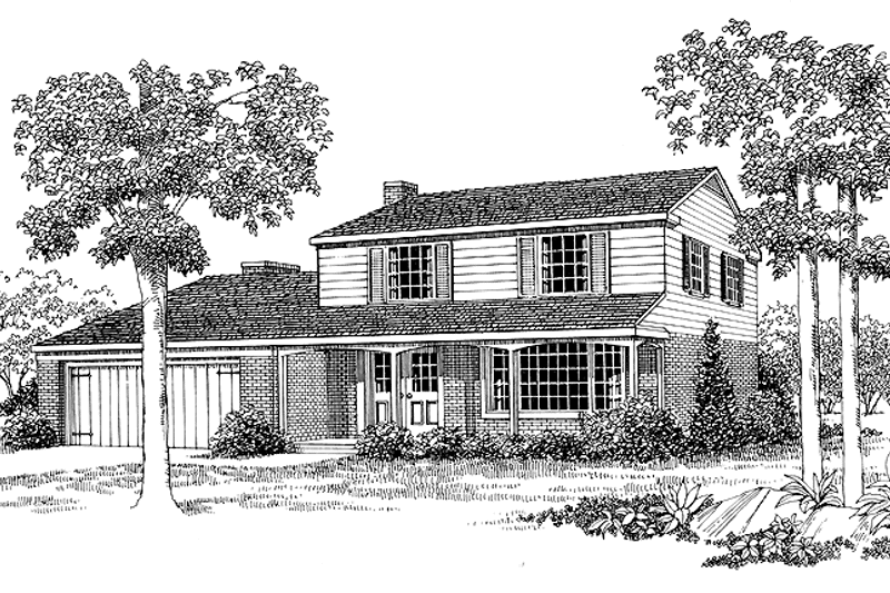 House Blueprint - Exterior - Front Elevation 3 for Country House Plan #72-571 - 4 bed, 2.5 bath