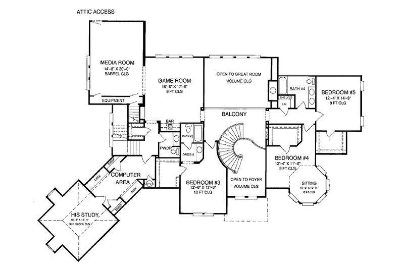 Home Plan - Floor Plan - Upper Floor for Country House Plan #952-182 - 5 bed, 4 bath