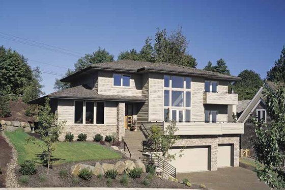 Exterior - Front Elevation 4 for Prairie House Plan #48-857 - 3 bed, 3 bath