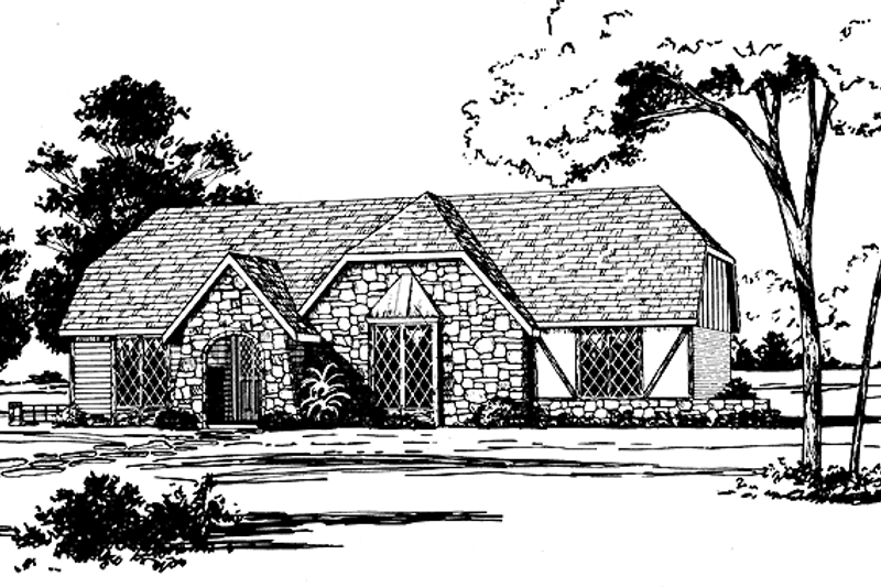 Architectural House Design - Tudor Exterior - Front Elevation Plan #36-570