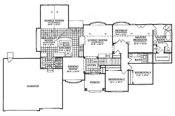 Floor Plan - Main Floor for Country House Plan #942-4 - 3 bed, 2.5 bath
