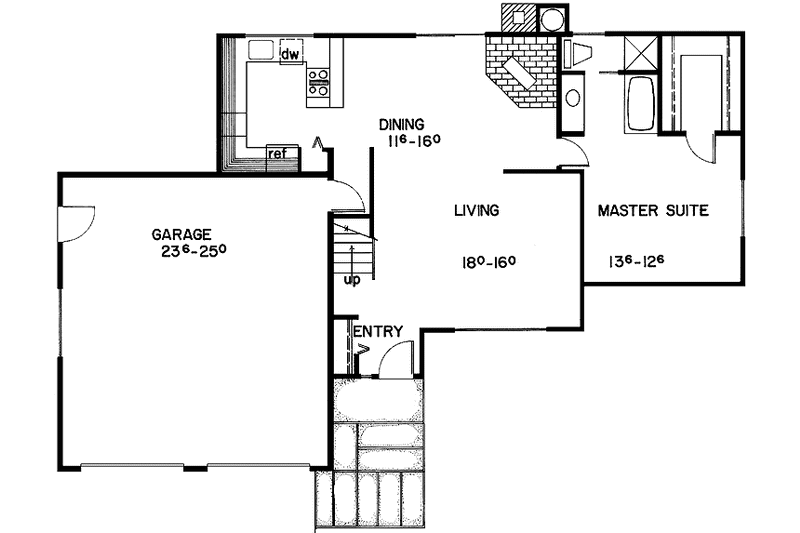 Home Plan - Floor Plan - Main Floor for Contemporary House Plan #60-854 - 3 bed, 2 bath