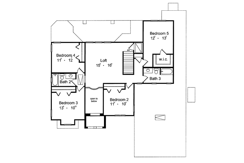 Home Plan - Floor Plan - Upper Floor for Mediterranean House Plan #417-766 - 5 bed, 3.5 bath