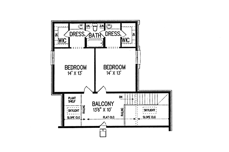 Home Plan - Floor Plan - Upper Floor for Traditional House Plan #45-463 - 3 bed, 2 bath