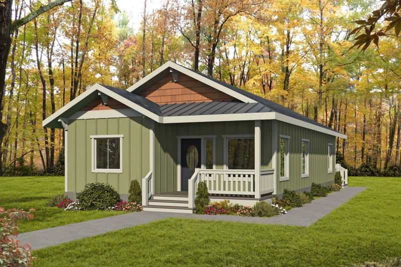 Architectural House Design - Bungalow Exterior - Front Elevation Plan #117-909