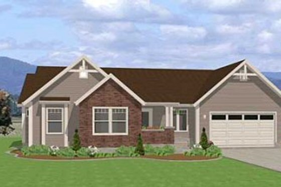 Exterior - Front Elevation for Traditional House Plan #401-101 - 3 bed, 2 bath