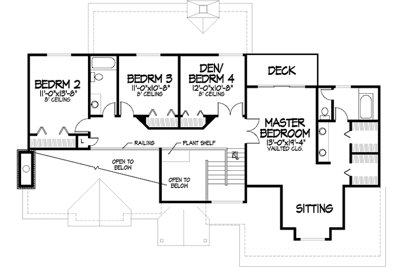 Architectural House Design - Floor Plan - Upper Floor for Contemporary House Plan #320-855 - 3 bed, 2.5 bath