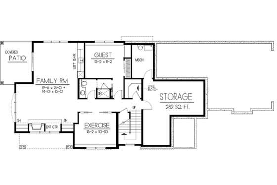 Floor Plan - Lower Floor for Beach House Plan #103-206 - 4 bed, 4.5 bath