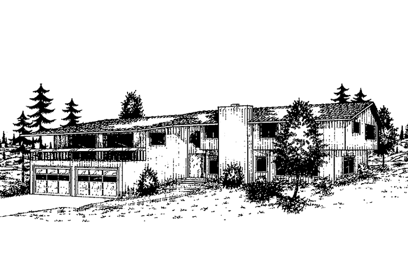 Home Plan - Exterior - Front Elevation 3 for Contemporary House Plan #60-865 - 2 bed, 2.5 bath