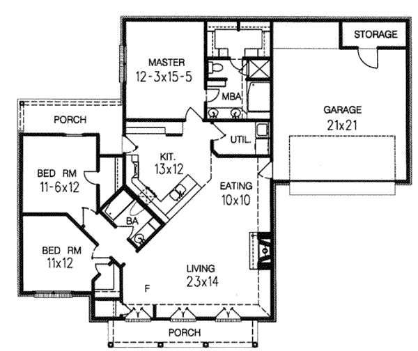Southern Floor Plan - Main Floor Plan #15-105