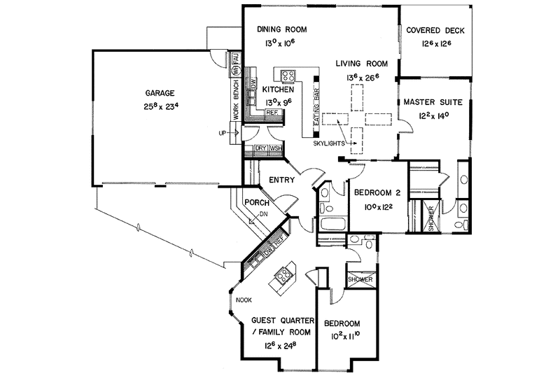 Architectural House Design - Floor Plan - Main Floor for Contemporary House Plan #60-698 - 3 bed, 3 bath