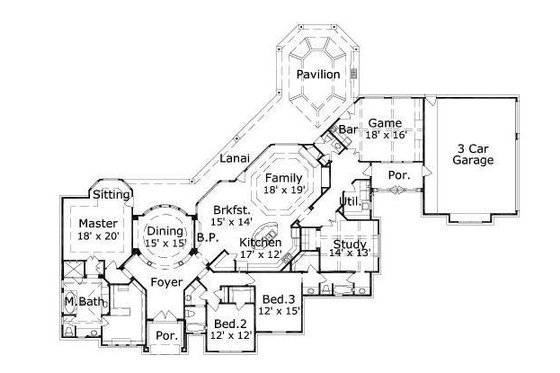 Floor Plan - Main Floor for European House Plan #411-464 - 3 bed, 3.5 bath